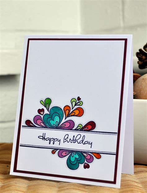inky fingers papertrey ink birthday cards  clean  simple card class