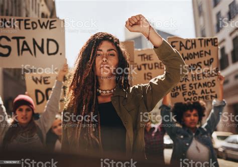 group protesting  equality  women empowerment stock photo
