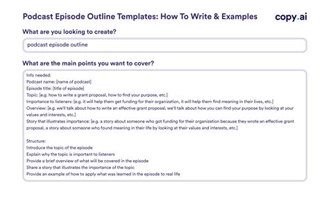 podcast episode outline templates   write examples