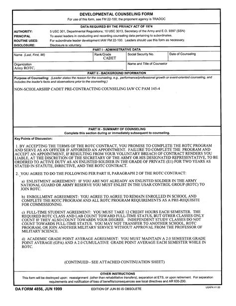 army officer counseling form templates  allbusinesstemplatescom