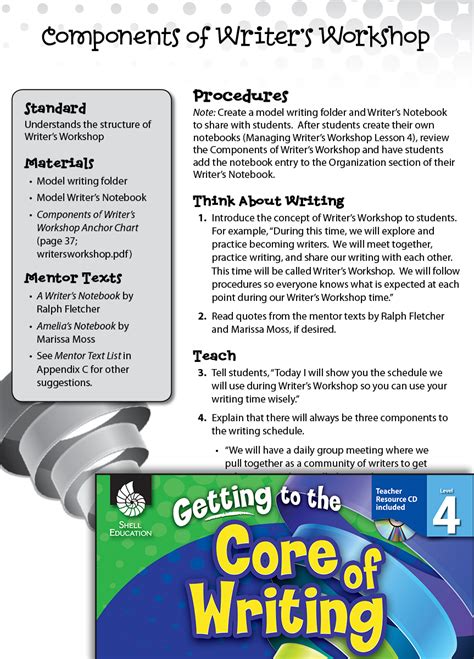 writing lesson components  writers workshop level  teachers