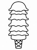 Ice Cream Coloring Pages Cone Clipart Outline Scoop Template Clip Scoops Blank Printable Drawing Rainbow Outlines Cliparts Color Kitty Sunday sketch template