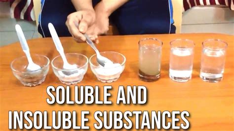 soluble  insoluble substances  sand salt  sugar