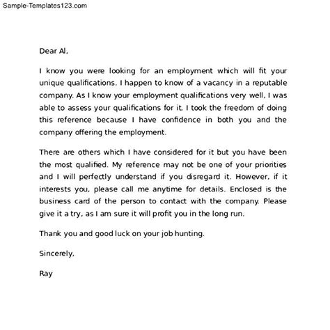 job reference letter friend sample templates