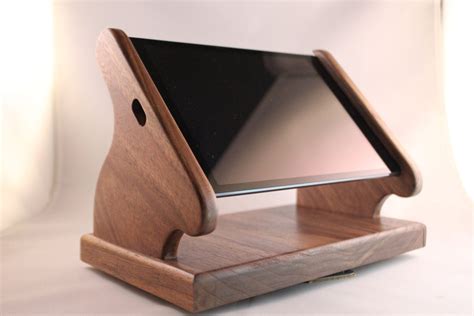 black walnut ipad mini stand  swivel base  square