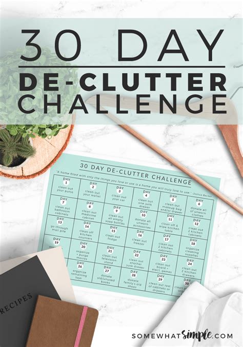 30 Day Declutter Challenge Calendar Free Somewhat Simple