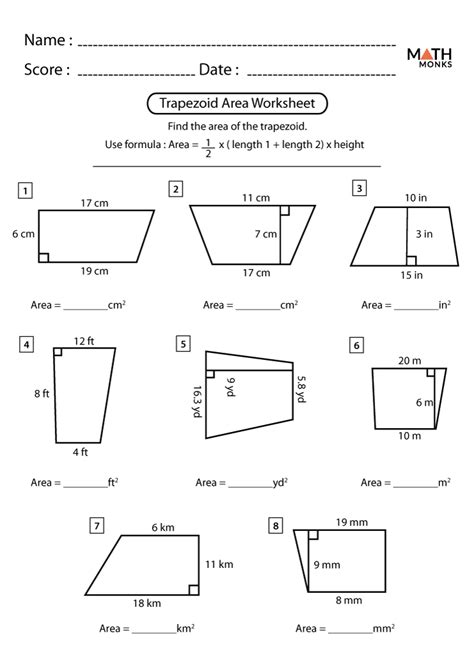 trapezoid worksheets math monks