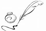 Clipart Pen Ink Drawing Quill Inkwell Clipground Find sketch template