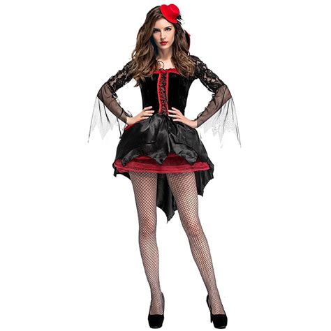 2017 New Gothic Sexy Vampire Costume With Hooded Sexy Vampire Women