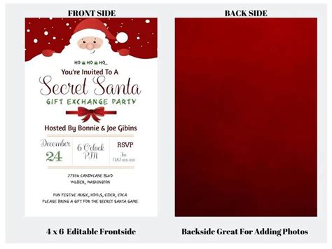 festive secret santa gift exchange christmas party invitation