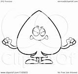 Spade Mascot Mad Suit Card Clipart Cartoon Outlined Coloring Vector Cory Thoman Royalty sketch template