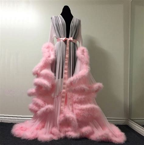 Cassandra Pink Marabou Dressing Gown Fashion Gowns