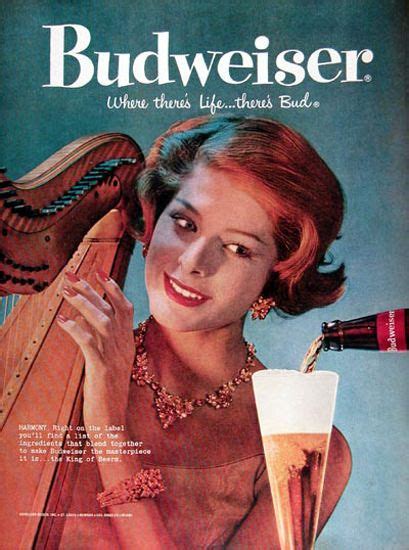 budweiser beer 1959 harp player beer poster beer
