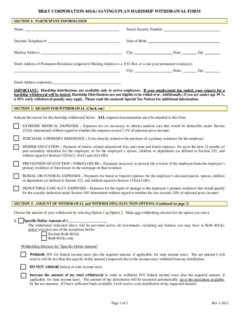 Bb T 401k Withdrawal Fill Out And Sign Online Dochub