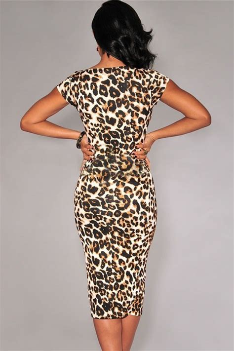 sexy women short sleeves leopard cocktail dress online store for