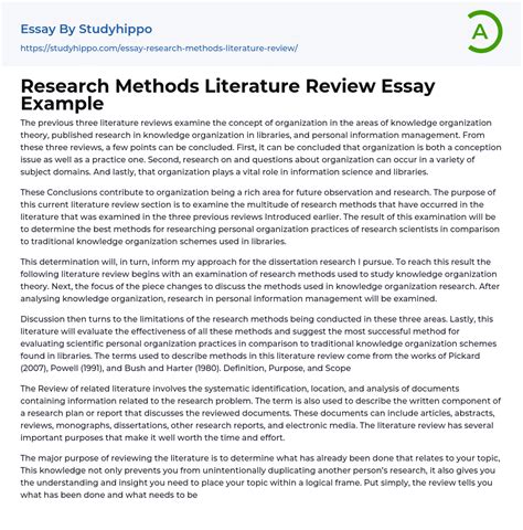 research methods literature review essay  studyhippocom