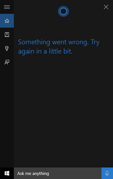 cortana not working something went wrong try again in a little