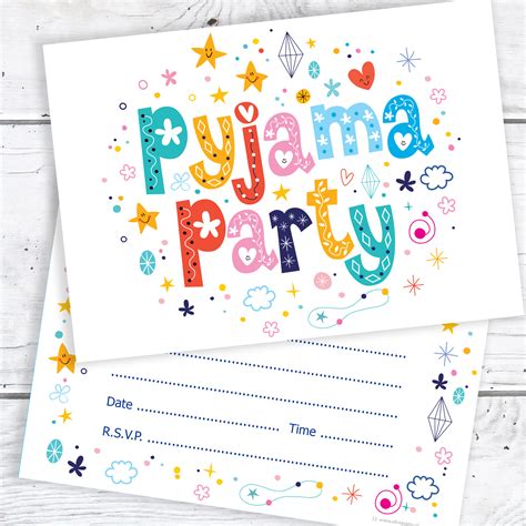 Pyjama Party Birthday Invitations A6 Postcard Size With