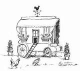 Gypsy Caravan Wagon Drawing Drawings Sketch Choose Board Champion Danny Tattoo Camps Trailer sketch template