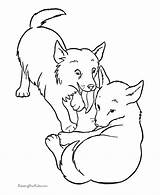 Coloring Dog Pages Dogs Kids Wolf Realistic Animal Printables Puppies Printable Puppy Pup Drawing Sketch Wolves Playing Licking Library Clipart sketch template