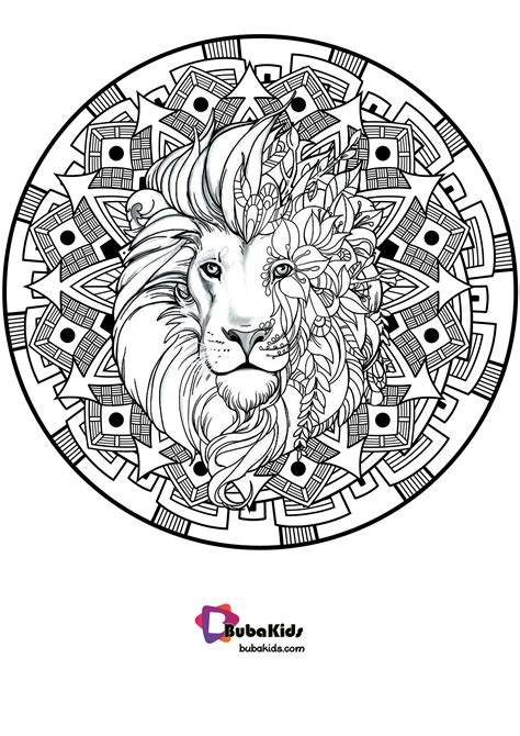 mandala  lion coloring printable  bubakidscom
