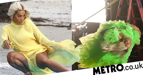 Rita Ora Hangs Upside Down Rocks Billowy Yellow Dress For New Shoot
