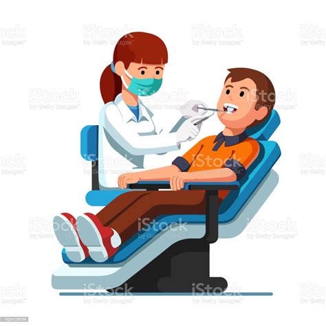 dentist woman examining patient man teeth looking inside mouth holding