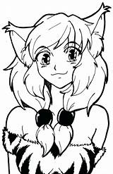 Coloring Anime Pages Cat Cute Girl Furry Wolf Girls Fox Drawing Cats Chibi Printable Emo Print Female Easy Color N8 sketch template