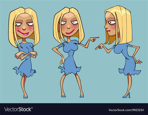 Cartoon Funny Blonde Woman In Different Poses Vector Image My Xxx Hot