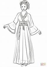 Hanfu Ausmalbild Kolorowanka Supercoloring Sailboats Knew Greeks Hochzeitskleid Chiny Chinesische Frau Drukuj sketch template