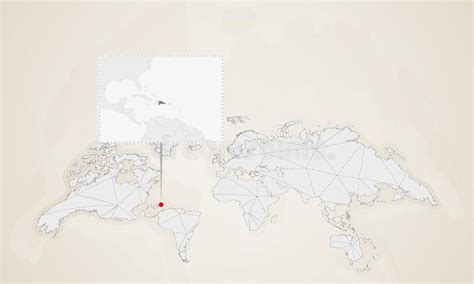 Kaart Van Dominicaanse Republiek Met Buurlanden Op Wereldkaart Die