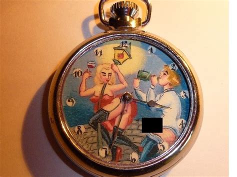 sexy erotic automaton old pocket watch sexy antique