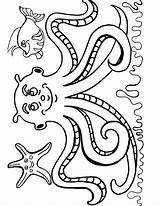 Coloring Octopus Pages Color Fish Animal Animals Print Kids Sea sketch template