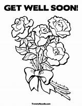Coloring Pages Well Soon Cards Printable Colouring Print Clip Clipart Mothers Flower Family Roses Popular Rose Library sketch template