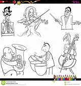 Coloring Orchestra Colouring Instruments Seating Musical Musicians Template Playing Book sketch template