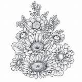 Composizione Floreale Disegnati Mazzo Piante Blumen Irgendeiner Gezeichneten Blumenstrau Anlagen sketch template