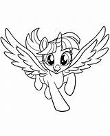 Coloring Little Unicorn Pony Flying Print Girls sketch template