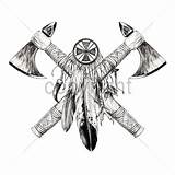 American Tomahawks Crossed Tat Inca Weapon Abrir sketch template