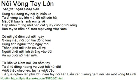 Loi Bai Hat Noi Vong Tay Lon Trinh Cong Son [co Nhac Nghe][co Karaoke]