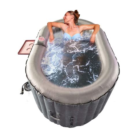 Aleko 2 Person Oval Inflatable Jetted Hot Tub W Fitted Cover Black