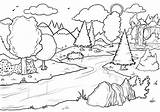 Forest Coloring Pages River Kids sketch template