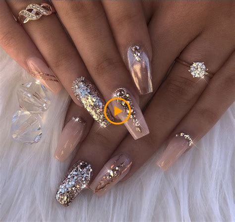 62 Best Acrylic Coffin Nails Ideas In 2019 Rose Gold Nails Design