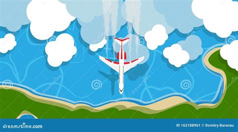 vliegveld boven het achtergrondconcept van wolkenvectorillustratie reiscartoon vliegende