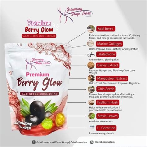 glowming shape detox premium berry glow acai berry juice drink  cris tita guapas house