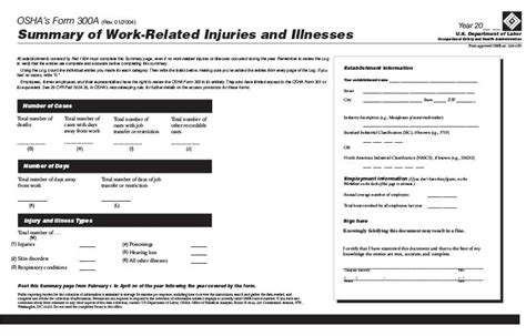 printable osha  form printable forms