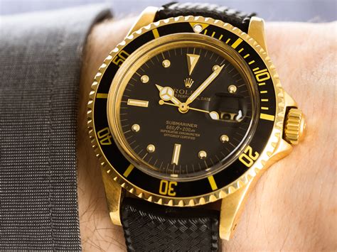 rolex vintage submariner ref 1680 18k yellow gold nipple dial rubber