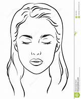 Template Face Makeup Chart Blank Artist Eyes Closed Vector Woman Beautiful Illustration Portrait Coloring Pages Printable Charts Sketch Mac Beauty sketch template