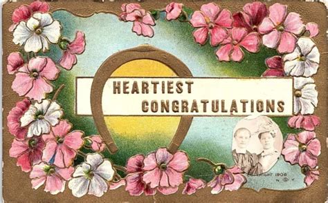 vintage late 1800 s early 1900 s heartiest congratulations pic pcb 2j