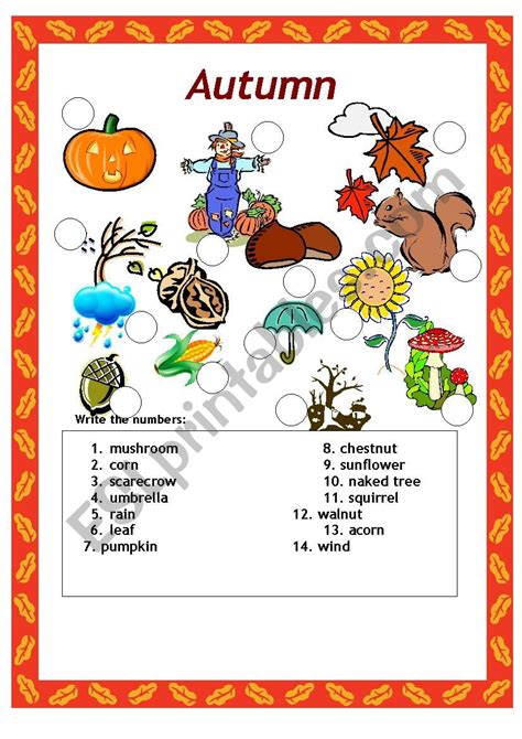 printable autumn worksheets