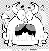 Panicking Chubby Devil Outlined Coloring Clipart Cartoon Vector Thoman Cory sketch template